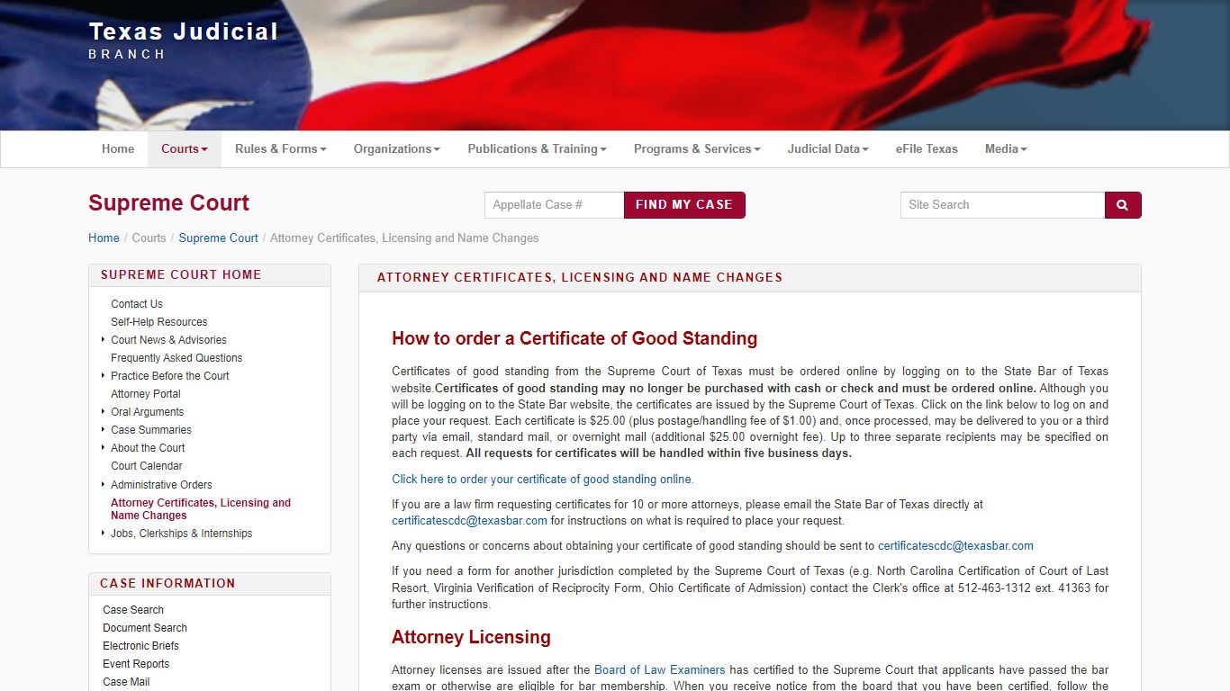 TJB | SC | Attorney Certificates, Licensing and Name Changes - txcourts.gov